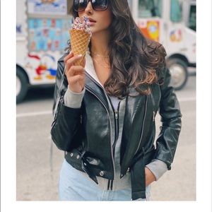 Fate Faux Leather Jacket w Hoodie L New